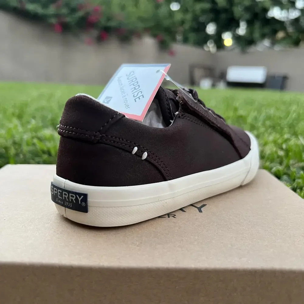 Sperry Shoes Boys Size 11 Brown Striper II LTT Jr Surprise No Tie Memory Foam